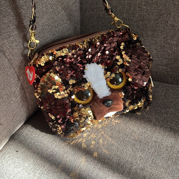 TY ♥️FASHION BRUTUS The BULLDOG SEQUIN MINI PURSE NWT - Picture 11 of 11
